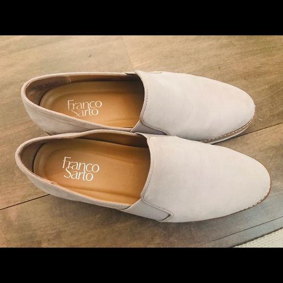 Franco Sarto light Grey Leather wedge Loafers - Picture 3 of 7